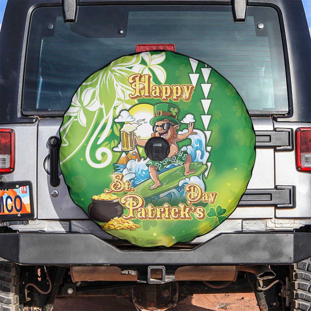 Hawaii Saint Patrick's Day Spare Tire Cover Funny Surfing Leprechaun