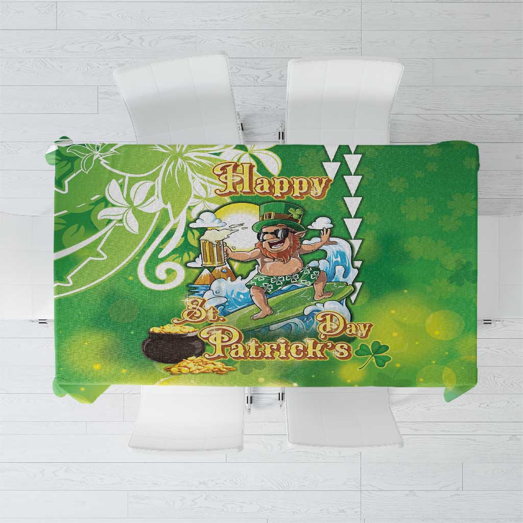 Hawaii Saint Patrick's Day Tablecloth Funny Surfing Leprechaun