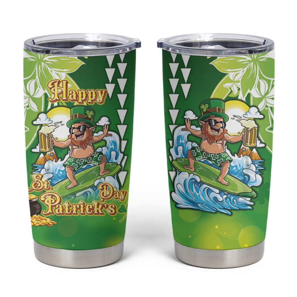 Hawaii Saint Patrick's Day Tumbler Cup Funny Surfing Leprechaun