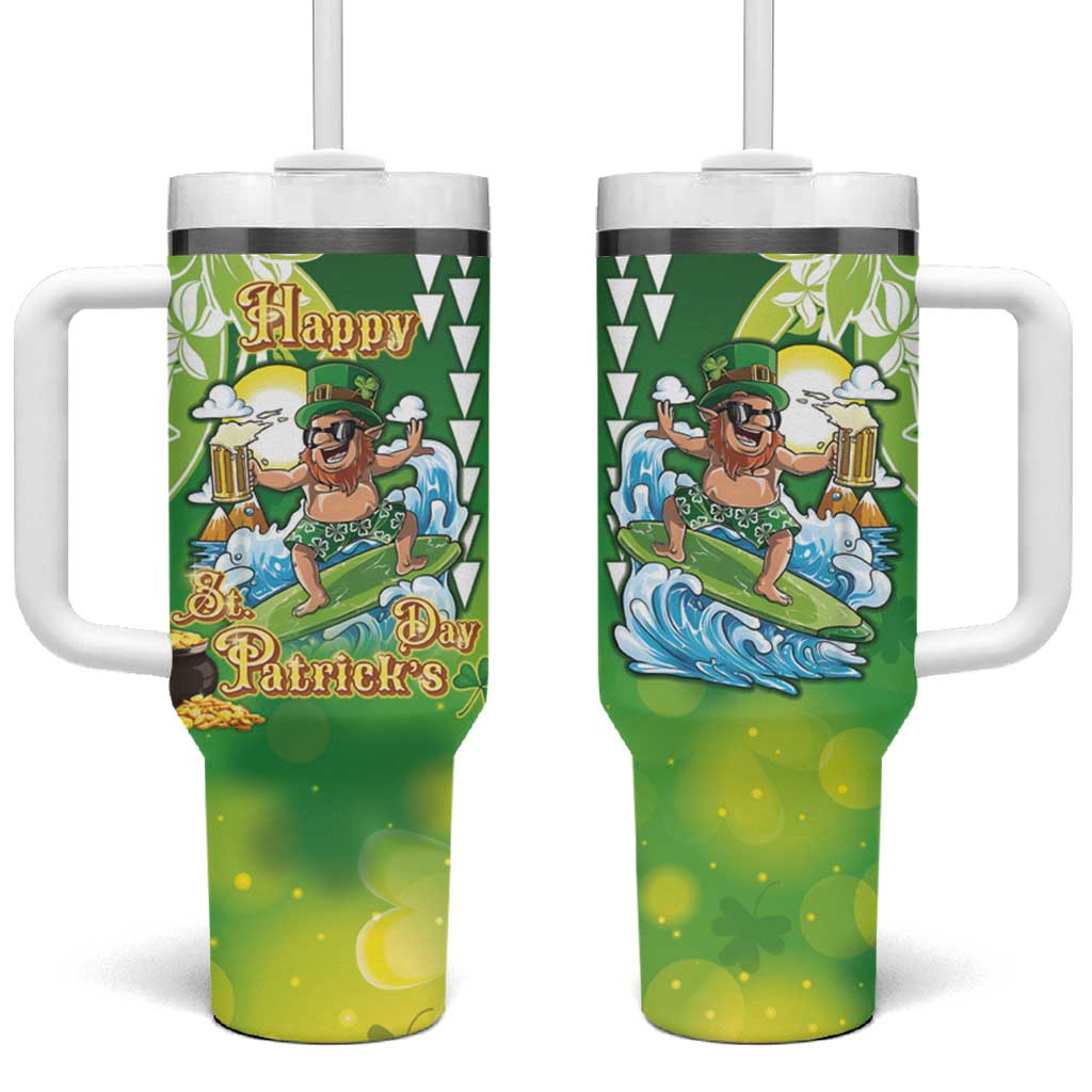 Hawaii Saint Patrick's Day Tumbler With Handle Funny Surfing Leprechaun