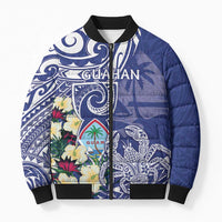 Personalised Hafa Adai Guam Bomber Puffer Jacket Latte Stone With Coconut Crab