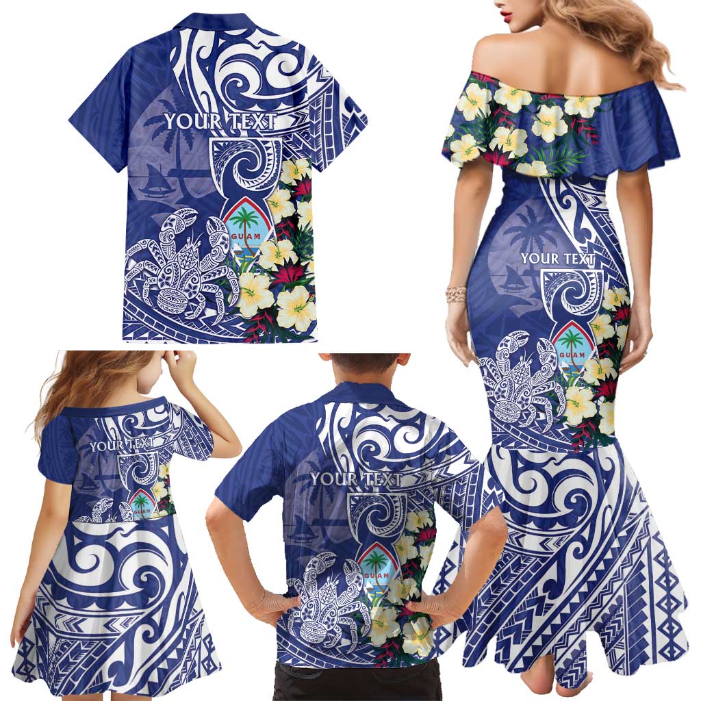 Personalised Hafa Adai Guam Family Matching Mermaid Dress and Hawaiian Shirt Latte Stone With Coconut Crab LT05 - Polynesian Pride