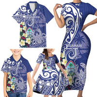 Personalised Hafa Adai Guam Family Matching Short Sleeve Bodycon Dress and Hawaiian Shirt Latte Stone With Coconut Crab LT05 - Polynesian Pride