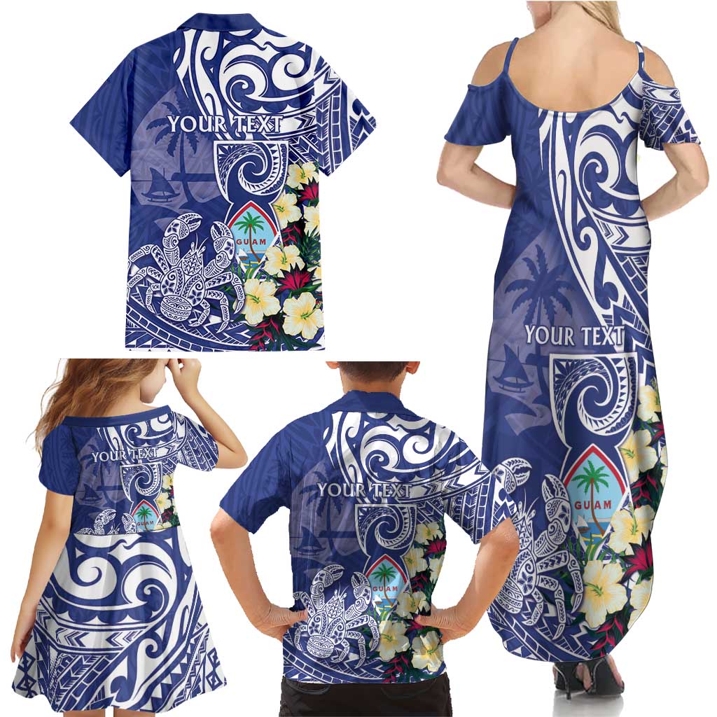 Personalised Hafa Adai Guam Family Matching Summer Maxi Dress and Hawaiian Shirt Latte Stone With Coconut Crab LT05 - Polynesian Pride