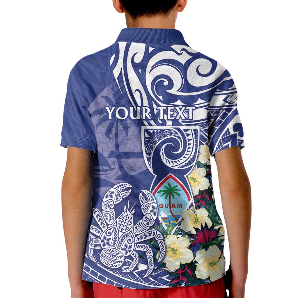Personalised Hafa Adai Guam Kid Polo Shirt Latte Stone With Coconut Crab