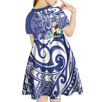Personalised Hafa Adai Guam Kid Short Sleeve Dress Latte Stone With Coconut Crab
