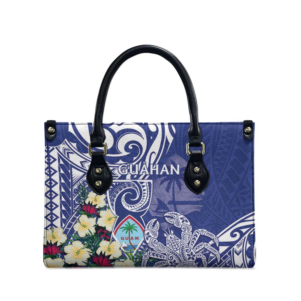 Hafa Adai Guam Leather Bag Latte Stone With Coconut Crab