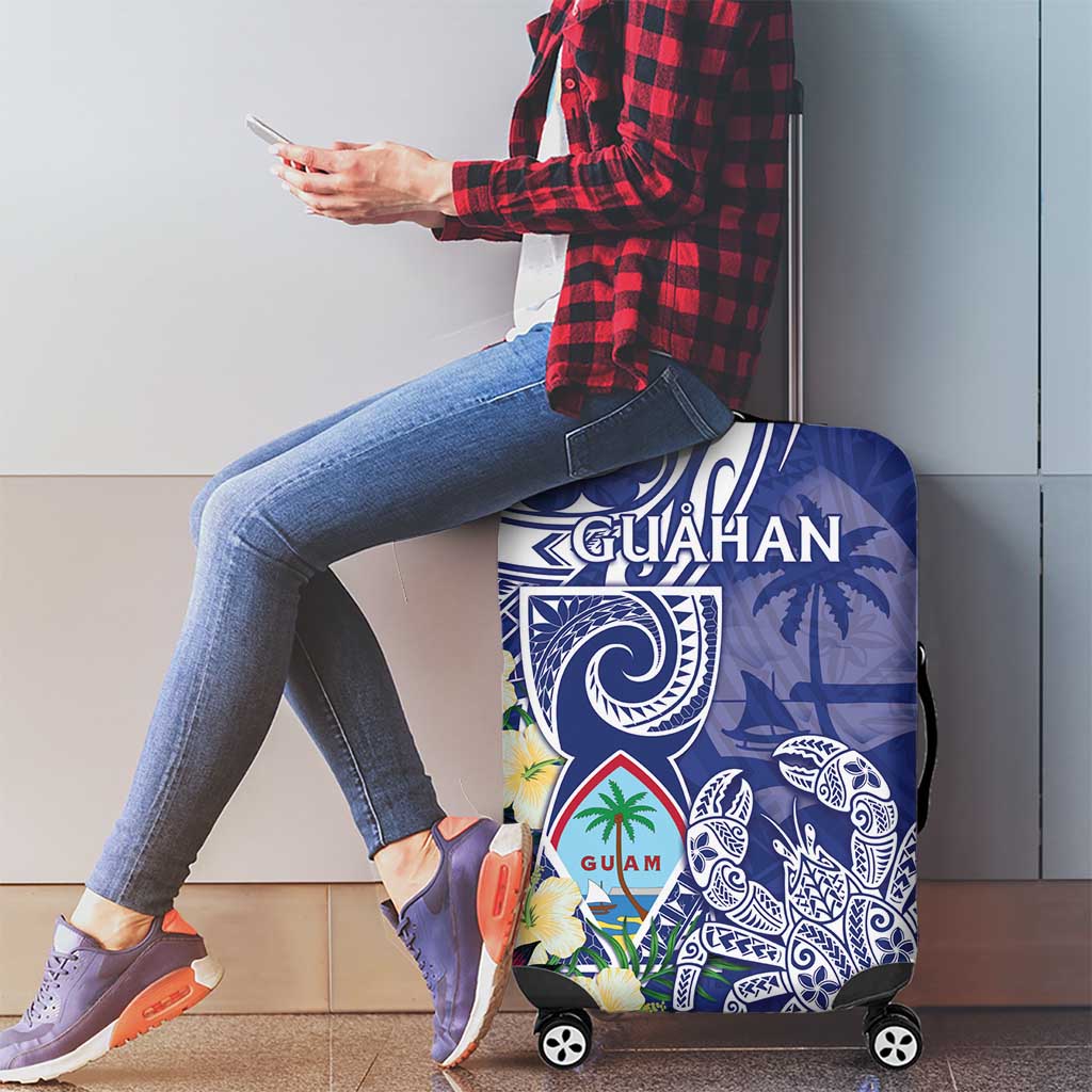 Hafa Adai Guam Luggage Cover Latte Stone With Coconut Crab