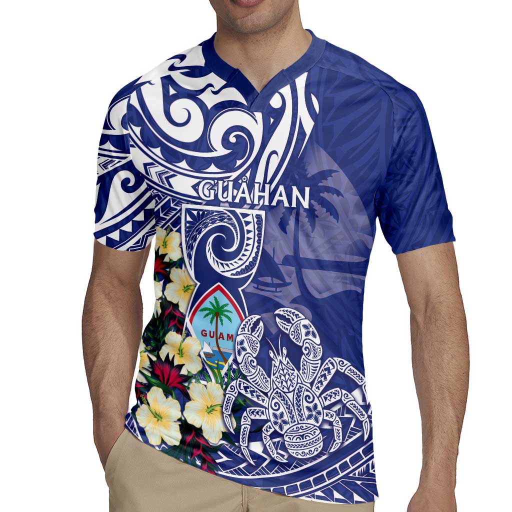 Personalised Hafa Adai Guam Rugby Jersey Latte Stone With Coconut Crab