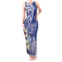 Personalised Hafa Adai Guam Tank Maxi Dress Latte Stone With Coconut Crab
