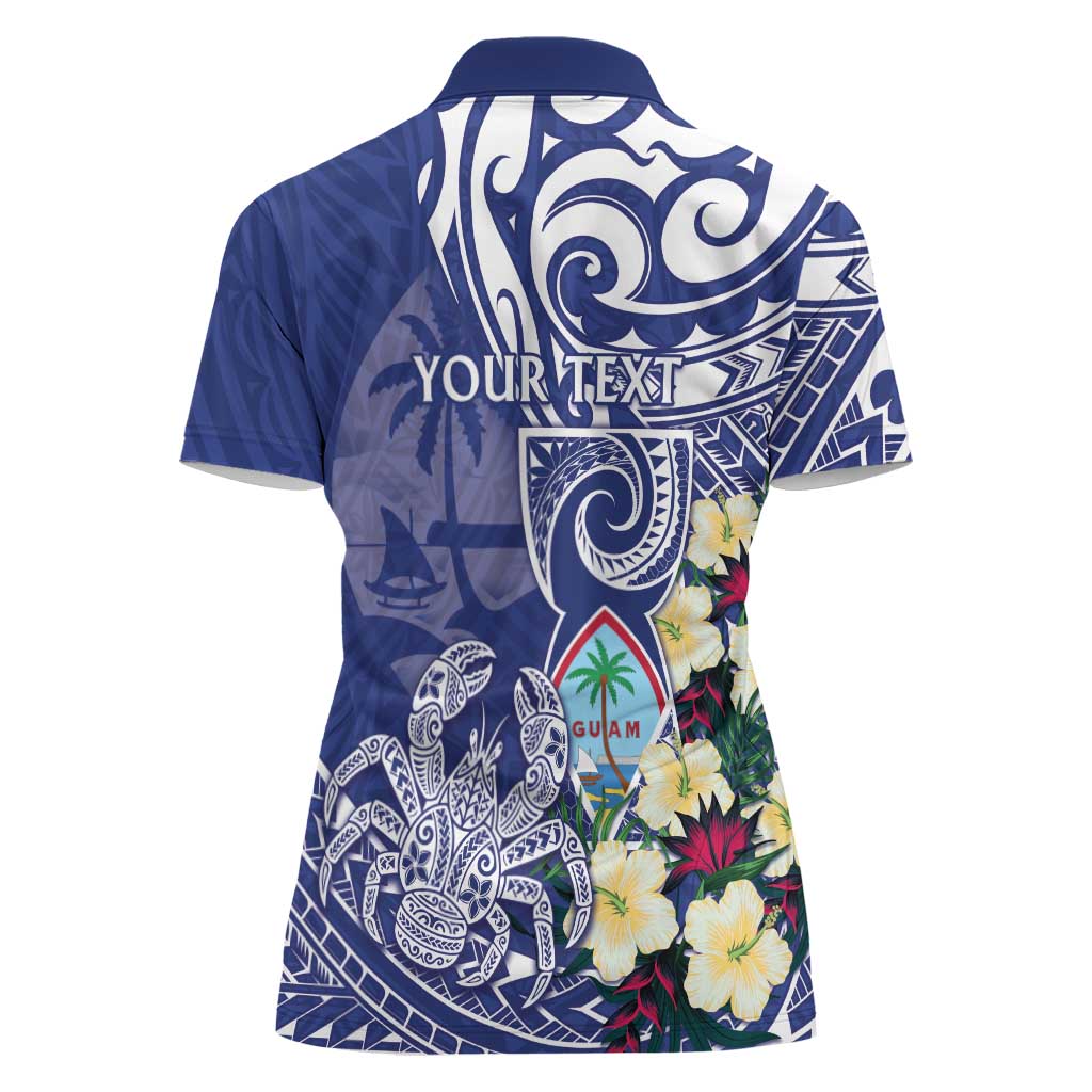 Personalised Hafa Adai Guam Women Polo Shirt Latte Stone With Coconut Crab