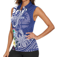 Personalised Hafa Adai Guam Women Sleeveless Polo Shirt Latte Stone With Coconut Crab