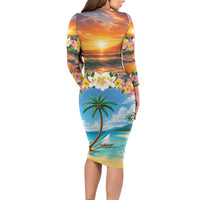 Guam Family Matching Long Sleeve Bodycon Dress and Hawaiian Shirt Eternal Summer Sunset Beach LT05 - Polynesian Pride