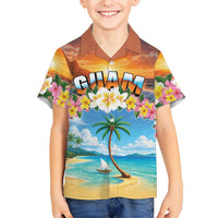 Guam Family Matching Long Sleeve Bodycon Dress and Hawaiian Shirt Eternal Summer Sunset Beach LT05 Son's Shirt Colorful - Polynesian Pride