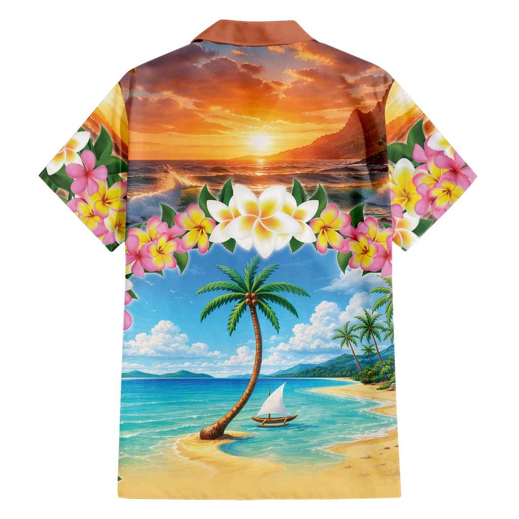 Guam Family Matching Off The Shoulder Long Sleeve Dress and Hawaiian Shirt Eternal Summer Sunset Beach LT05 - Polynesian Pride