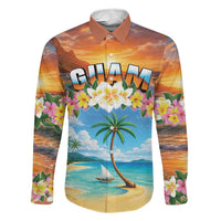 Guam Family Matching Off Shoulder Maxi Dress and Hawaiian Shirt Eternal Summer Sunset Beach