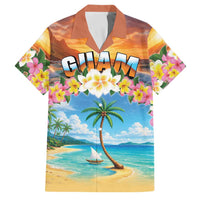 Guam Family Matching Off Shoulder Short Dress and Hawaiian Shirt Eternal Summer Sunset Beach