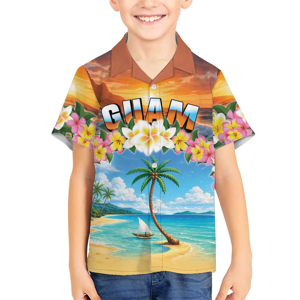 Guam Family Matching Tank Maxi Dress and Hawaiian Shirt Eternal Summer Sunset Beach