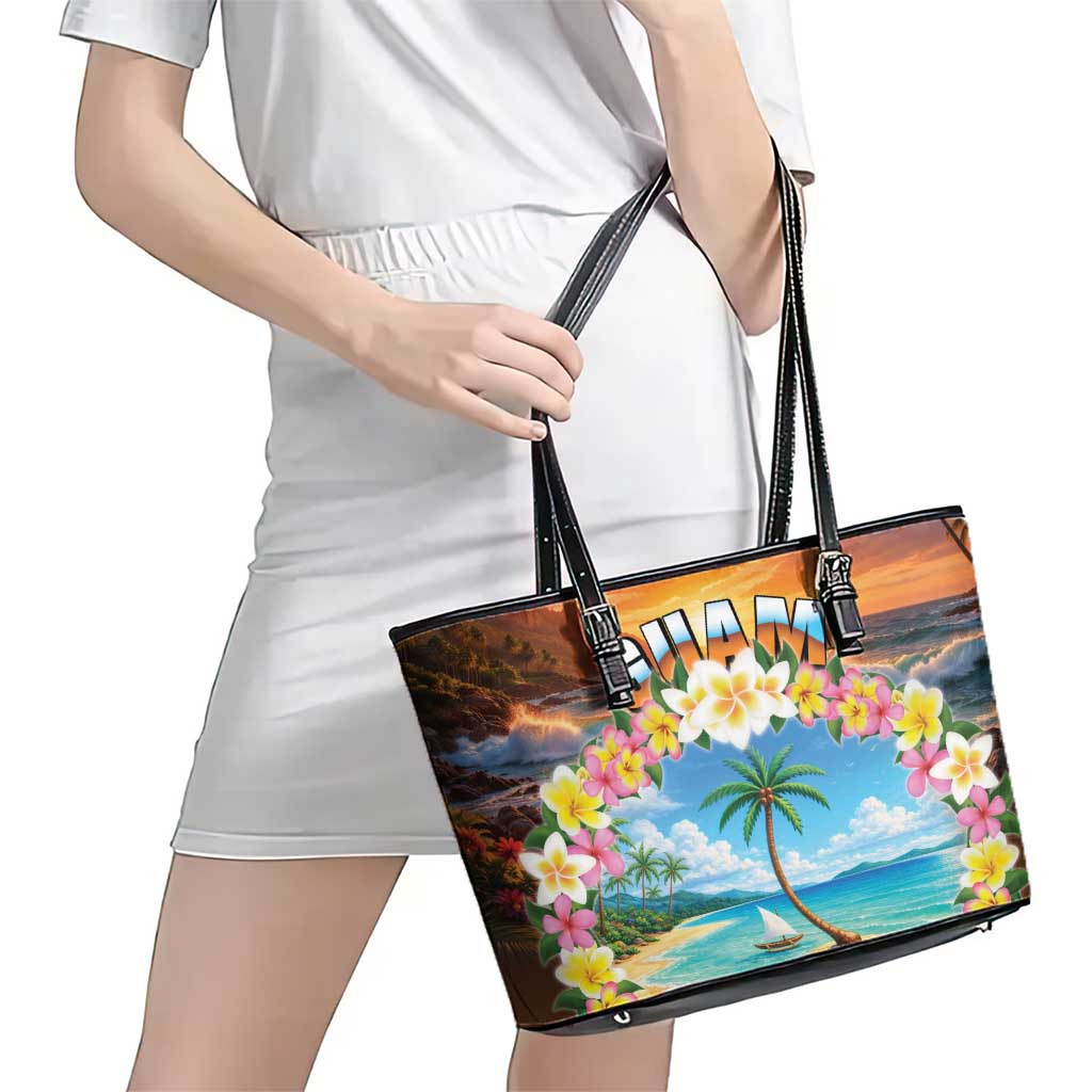 Guam Leather Tote Bag Eternal Summer Sunset Beach