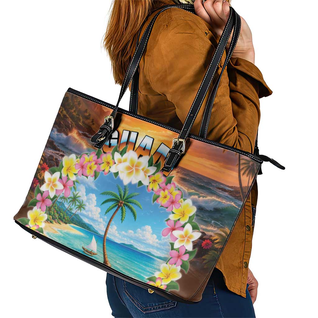 Guam Leather Tote Bag Eternal Summer Sunset Beach