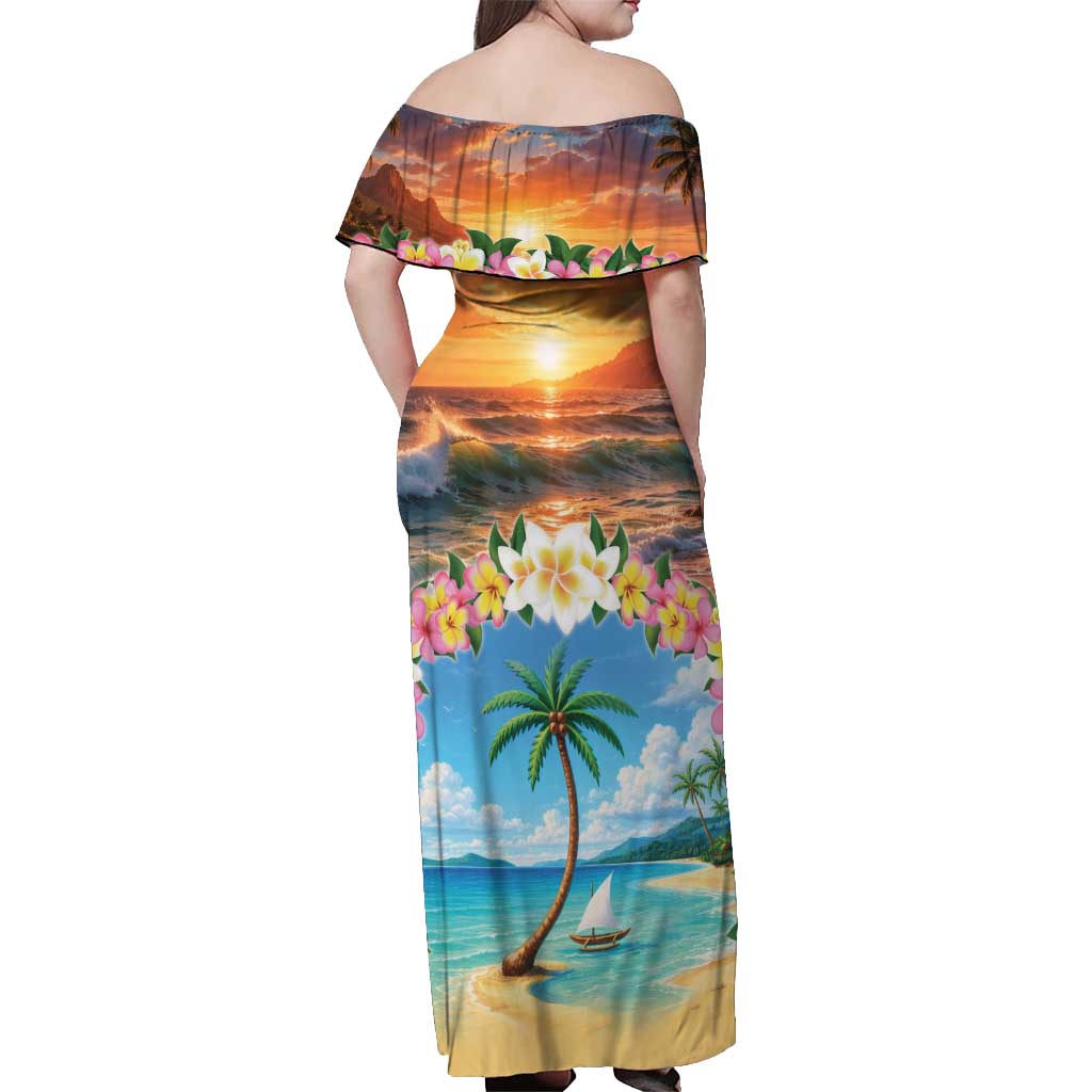 Guam Off Shoulder Maxi Dress Eternal Summer Sunset Beach