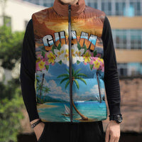 Guam Sleeveless Puffer Jacket Eternal Summer Sunset Beach