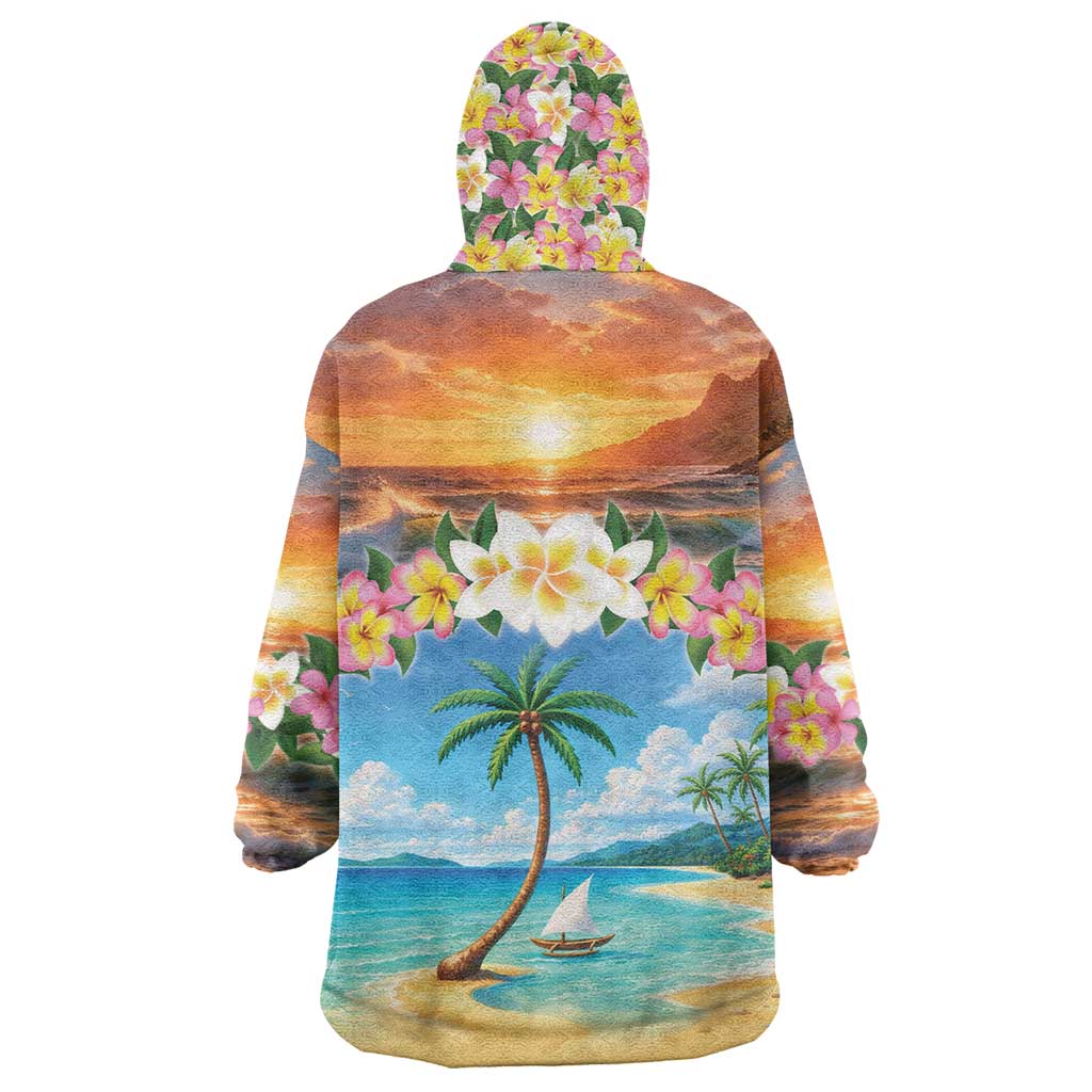 Guam Wearable Blanket Hoodie Eternal Summer Sunset Beach