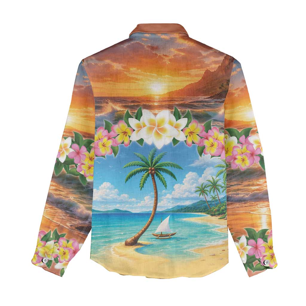 Guam Women Casual Shirt Eternal Summer Sunset Beach