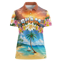 Guam Women Polo Shirt Eternal Summer Sunset Beach