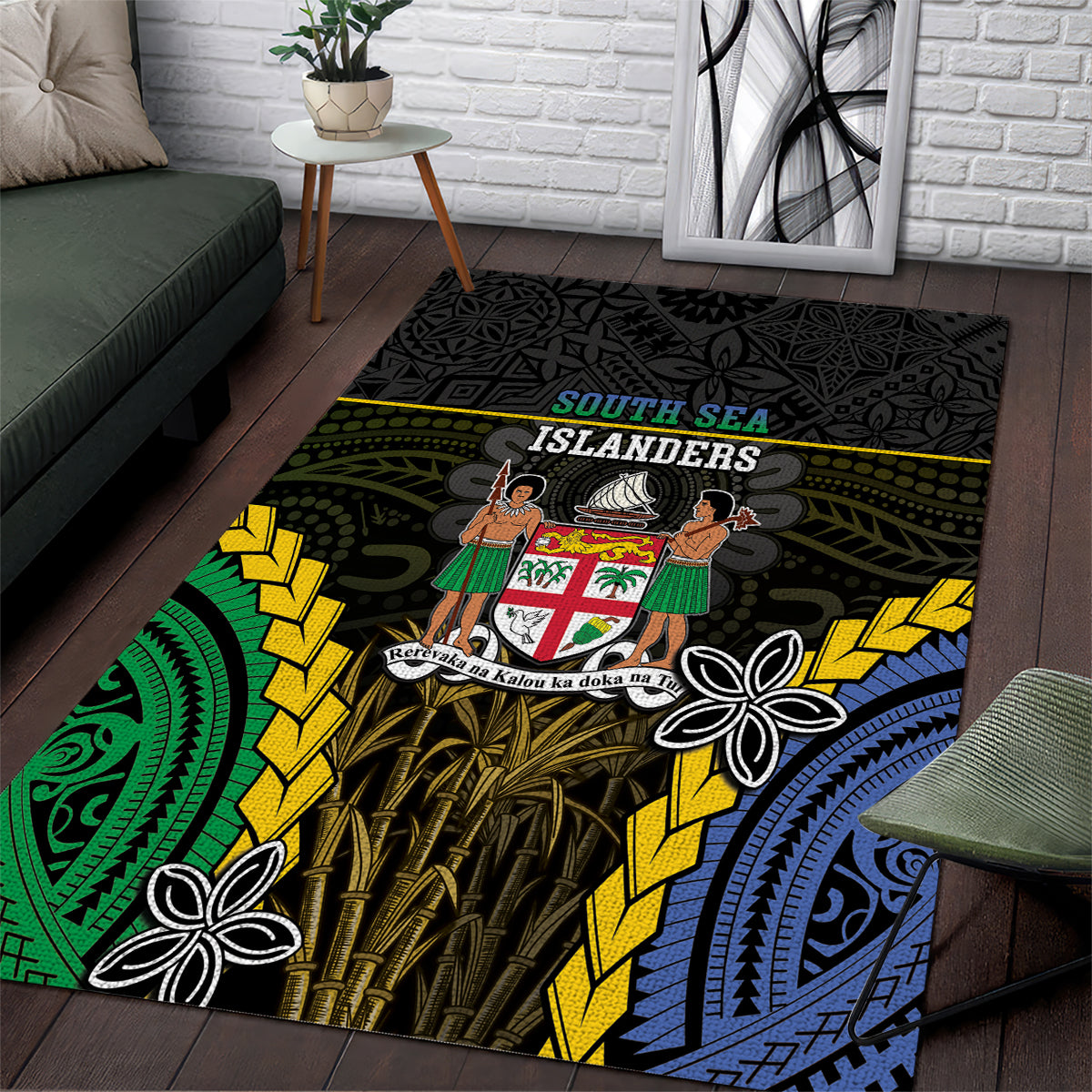 South Sea Islanders And Fiji Area Rug Kanakas Fijian Tapa Pattern