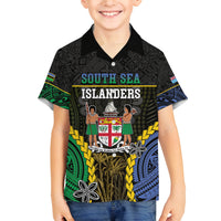 Personalised South Sea Islanders And Fiji Family Matching Off Shoulder Short Dress and Hawaiian Shirt Kanakas Fijian Tapa Pattern