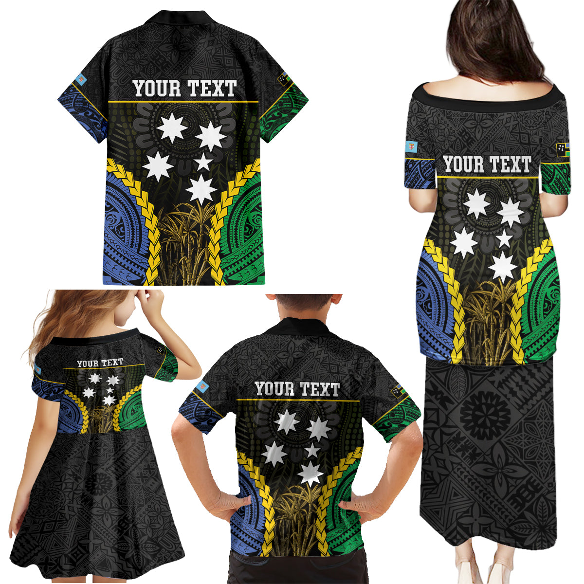 Personalised South Sea Islanders And Fiji Family Matching Puletasi and Hawaiian Shirt Kanakas Fijian Tapa Pattern LT05 - Polynesian Pride