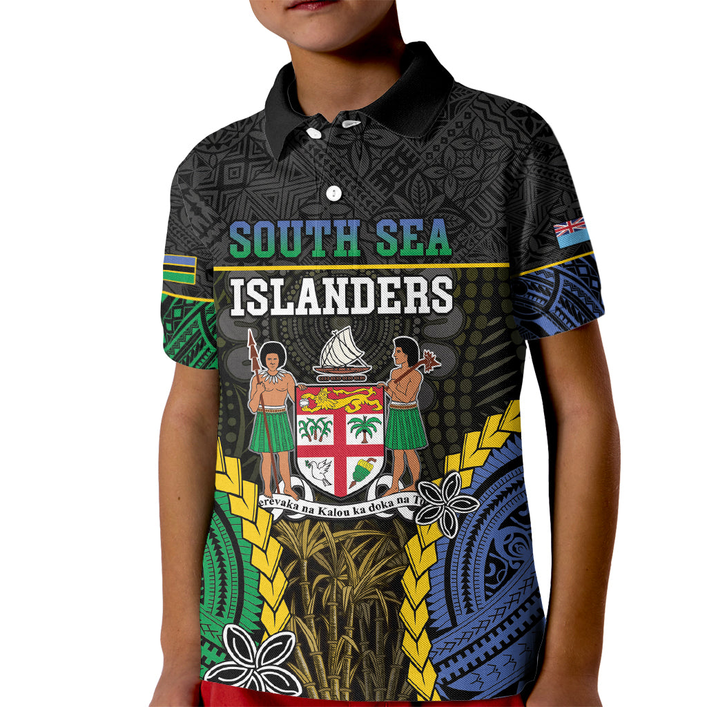 Personalised South Sea Islanders And Fiji Kid Polo Shirt Kanakas Fijian Tapa Pattern
