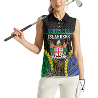 Personalised South Sea Islanders And Fiji Women Sleeveless Polo Shirt Kanakas Fijian Tapa Pattern