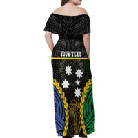 Personalised South Sea Islanders And Solomon Islands Family Matching Off Shoulder Maxi Dress and Hawaiian Shirt Kanakas Polynesian Pattern