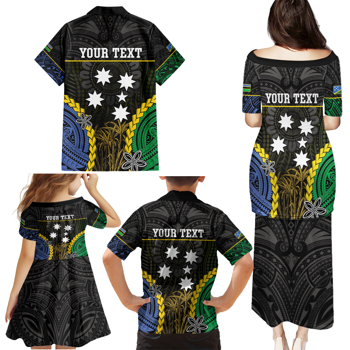 Personalised South Sea Islanders And Solomon Islands Family Matching Puletasi and Hawaiian Shirt Kanakas Polynesian Pattern
