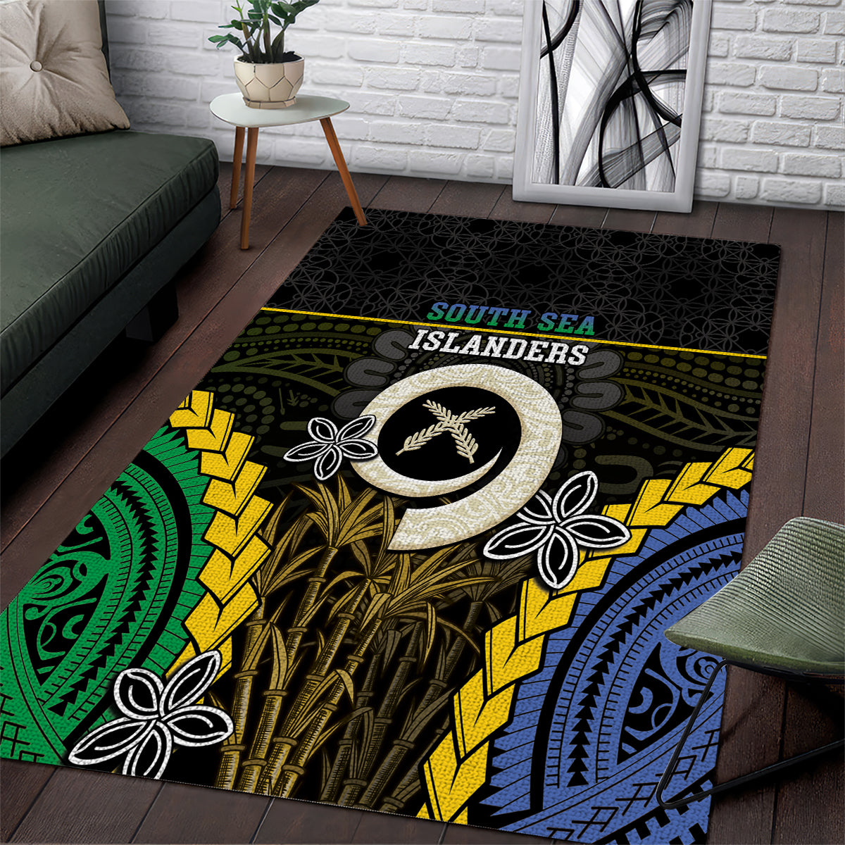 South Sea Islanders And Vanuatu Area Rug Kanakas Sand Drawing Pattern