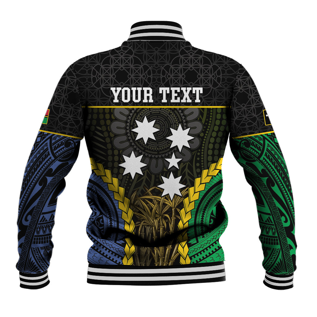 Personalised South Sea Islanders And Vanuatu Baseball Jacket Kanakas Sand Drawing Pattern