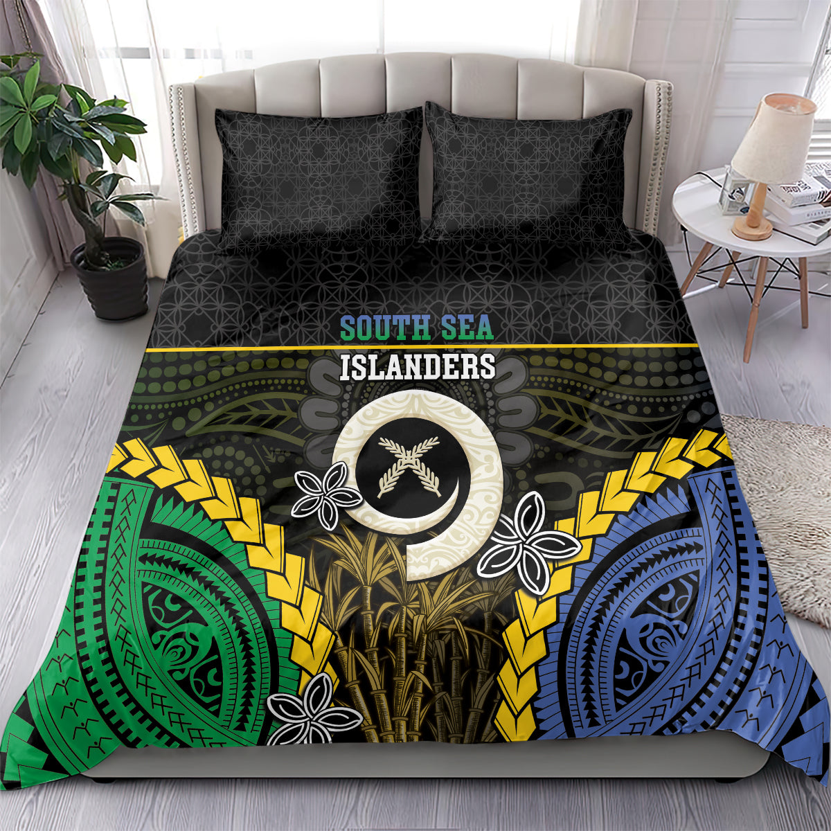 South Sea Islanders And Vanuatu Bedding Set Kanakas Sand Drawing Pattern