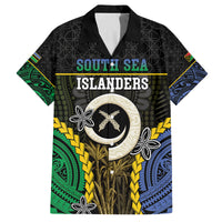 Personalised South Sea Islanders And Vanuatu Family Matching Long Sleeve Bodycon Dress and Hawaiian Shirt Kanakas Sand Drawing Pattern LT05 Dad's Shirt - Short Sleeve Black - Polynesian Pride