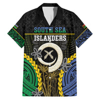 Personalised South Sea Islanders And Vanuatu Family Matching Mermaid Dress and Hawaiian Shirt Kanakas Sand Drawing Pattern LT05 Dad's Shirt - Short Sleeve Black - Polynesian Pride