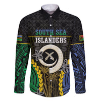 Personalised South Sea Islanders And Vanuatu Family Matching Short Sleeve Bodycon Dress and Hawaiian Shirt Kanakas Sand Drawing Pattern LT05 Dad's Shirt - Long Sleeve Black - Polynesian Pride