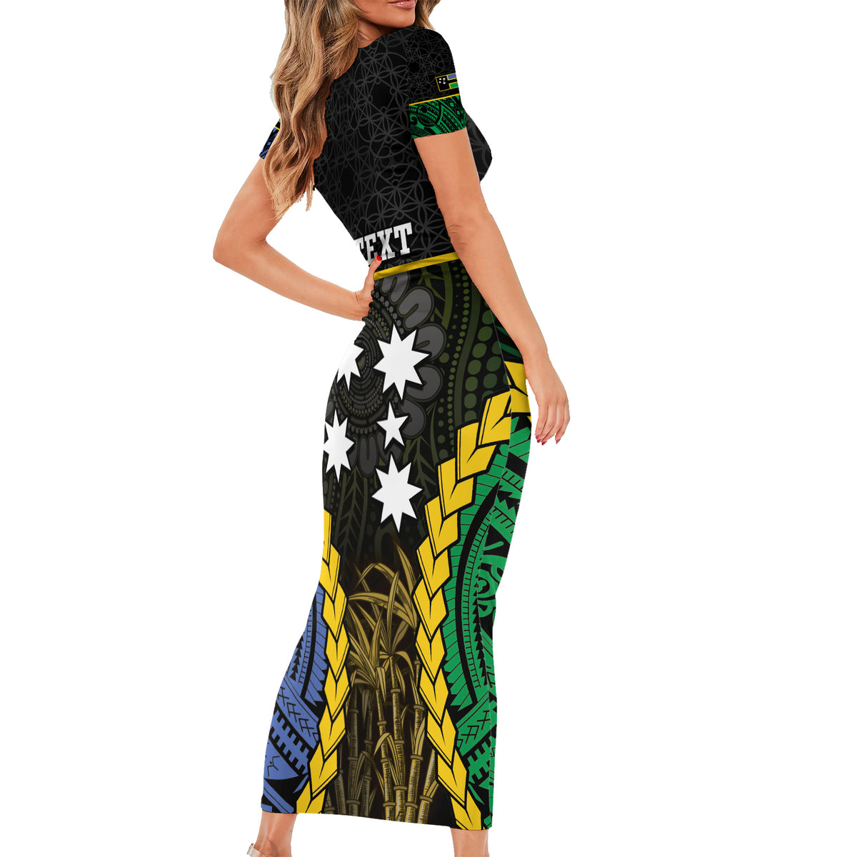 Personalised South Sea Islanders And Vanuatu Family Matching Short Sleeve Bodycon Dress and Hawaiian Shirt Kanakas Sand Drawing Pattern LT05 - Polynesian Pride