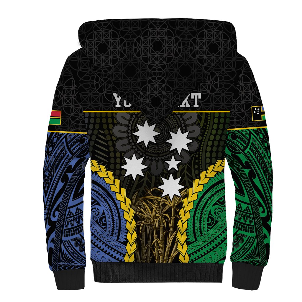 Personalised South Sea Islanders And Vanuatu Sherpa Hoodie Kanakas Sand Drawing Pattern