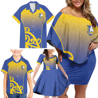 Custom James Cook High School Family Matching Off Shoulder Short Dress and Hawaiian Shirt Maori Koru Pattern