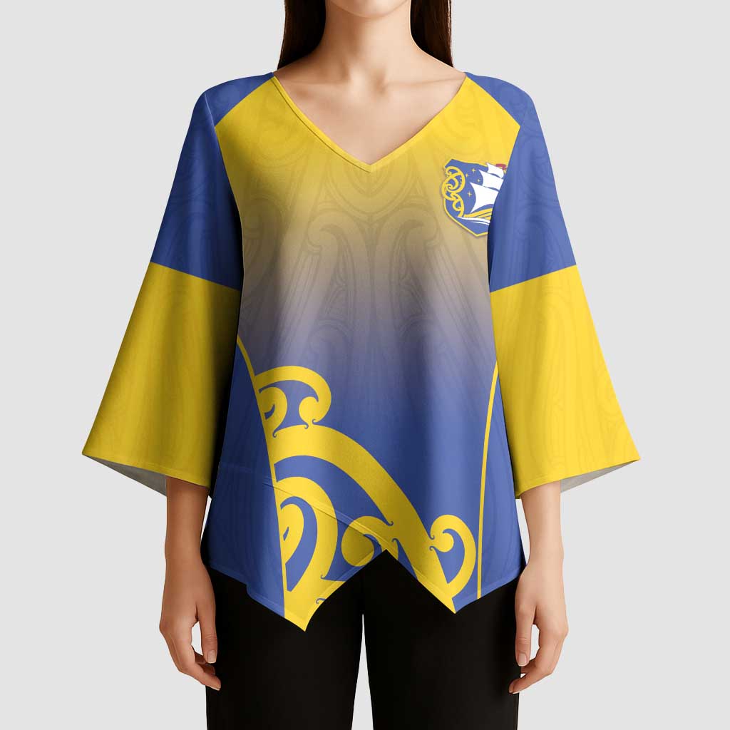 Custom James Cook High School Kimono Sleeve Blouse Maori Koru Pattern