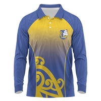 Custom James Cook High School Long Sleeve Polo Shirt Maori Koru Pattern