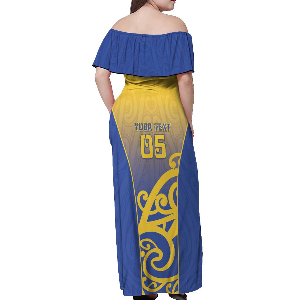 Custom James Cook High School Off Shoulder Maxi Dress Maori Koru Pattern
