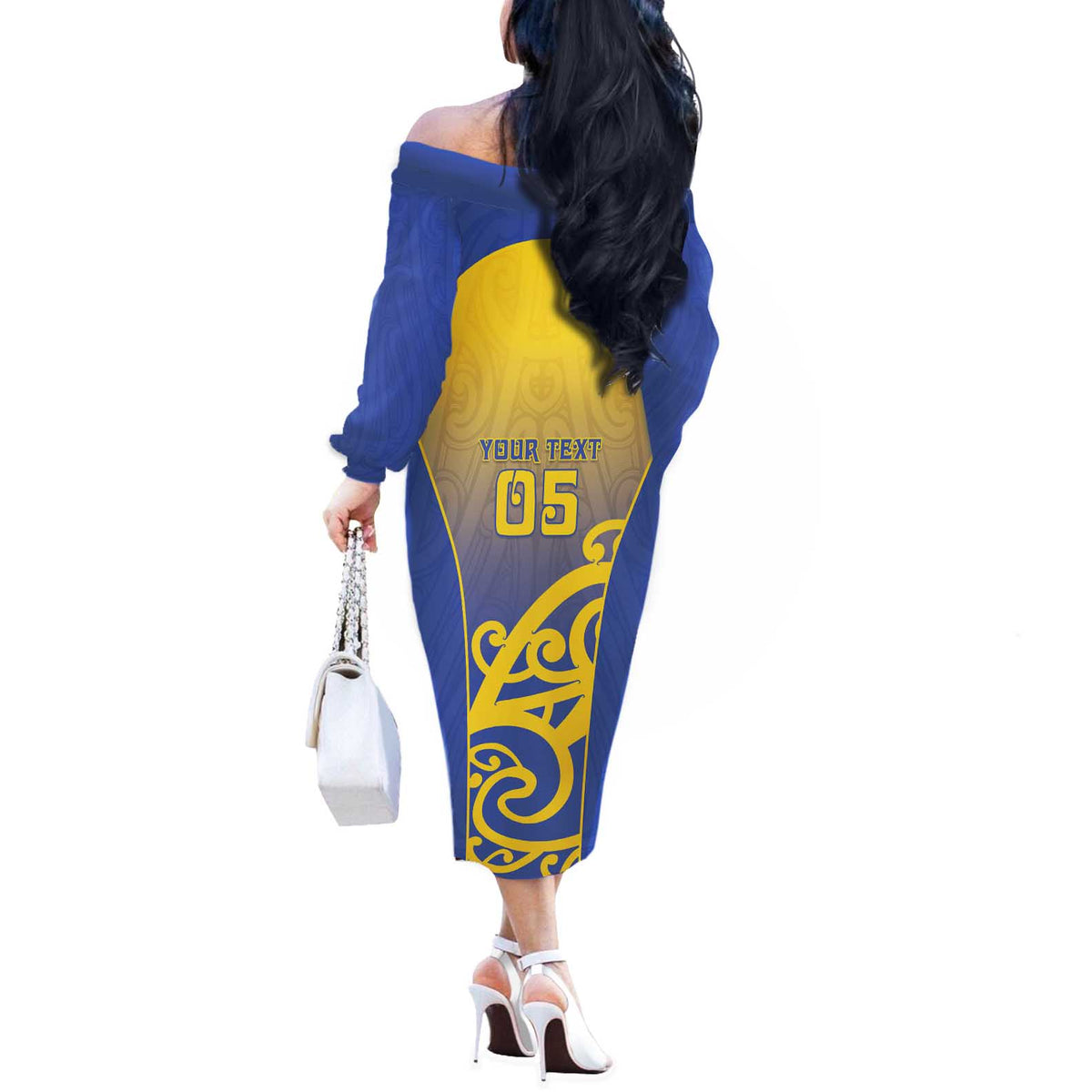 Custom James Cook High School Off The Shoulder Long Sleeve Dress Maori Koru Pattern
