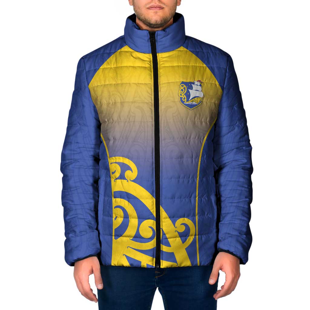 Custom James Cook High School Padded Jacket Maori Koru Pattern